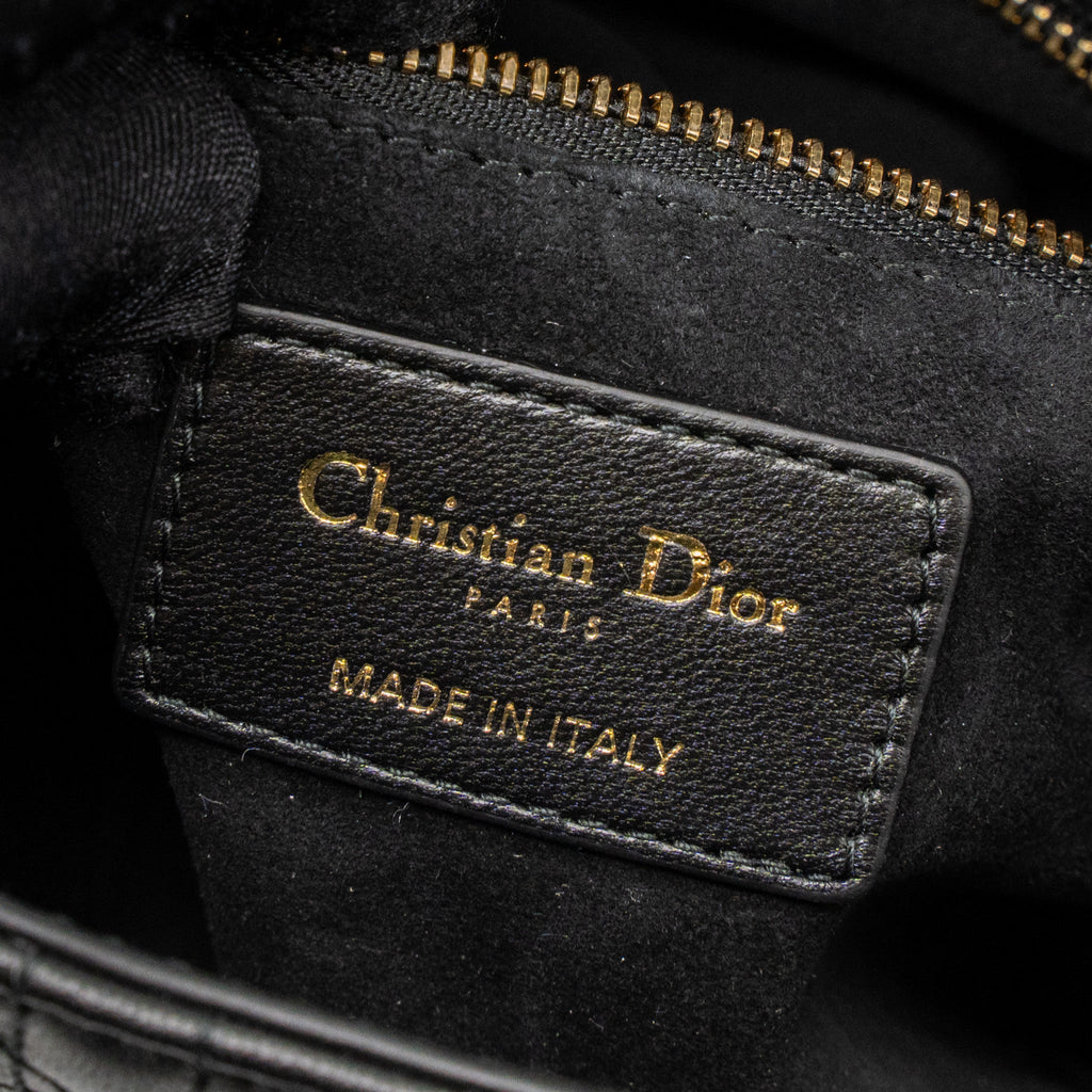 DIOR SMALL LADY DIOR LAMBSKIN BLACK LGHW