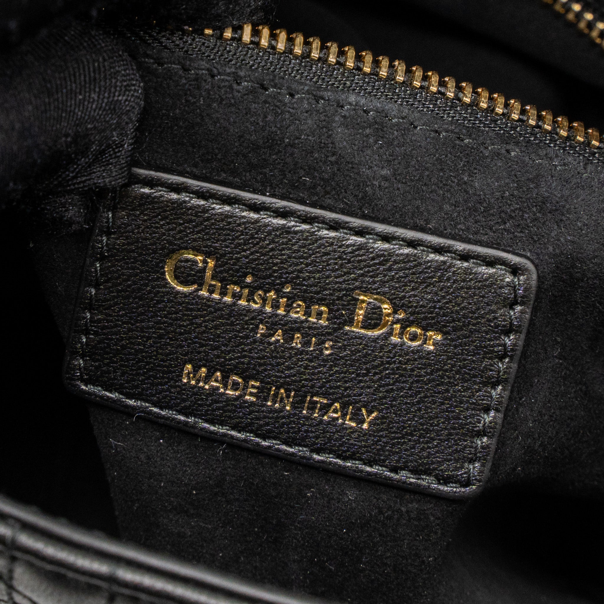DIOR SMALL LADY DIOR LAMBSKIN BLACK LGHW