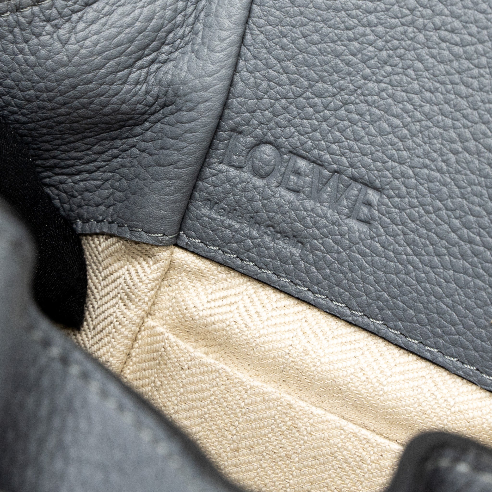 LOEWE MINI HAMMOCK DRAWSTRING IN SOFT GRAINED CALFSKIN ASPHALT GREY GHW