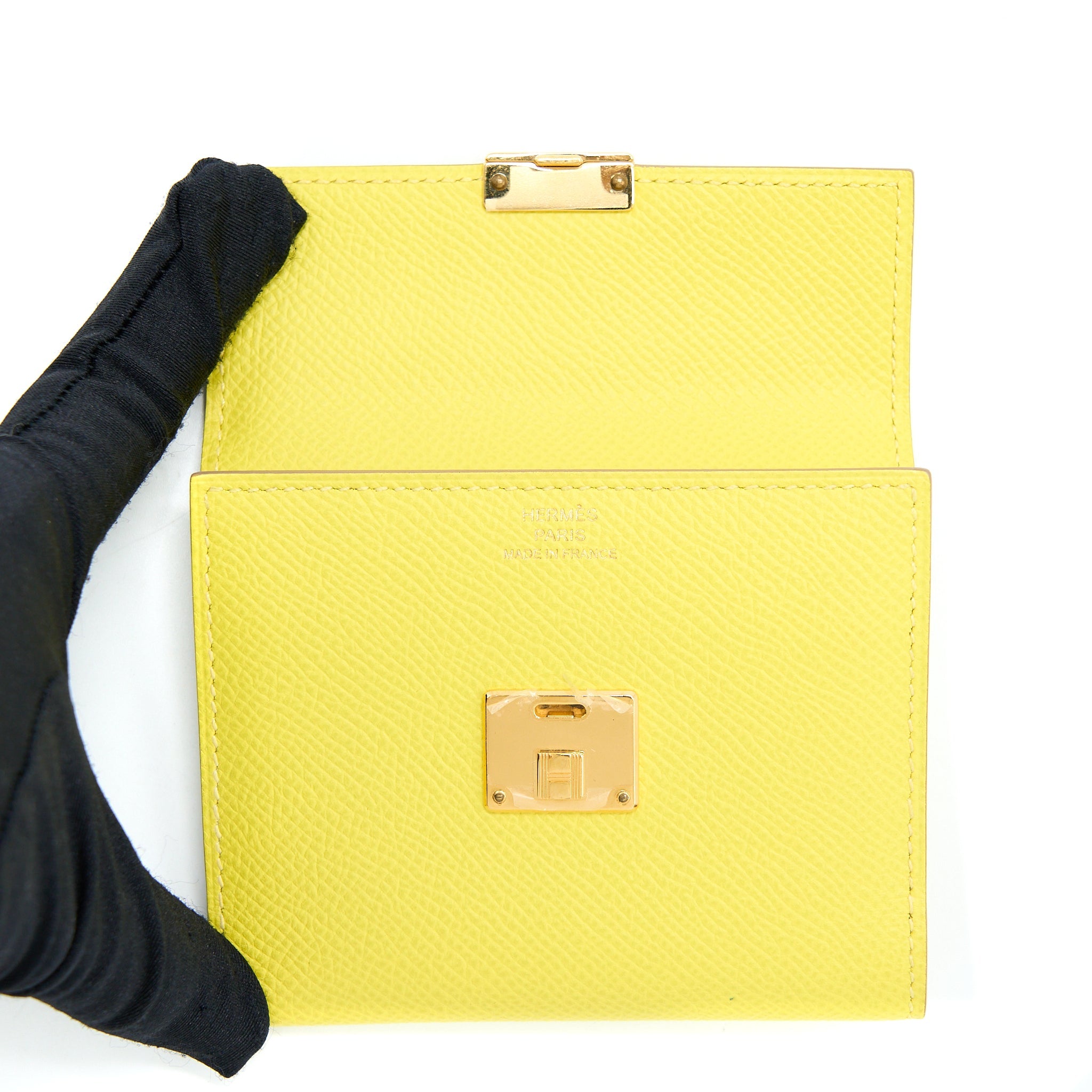 HERMES MINI CLIC CARD HOLDER EPSOM YELLOW GHW