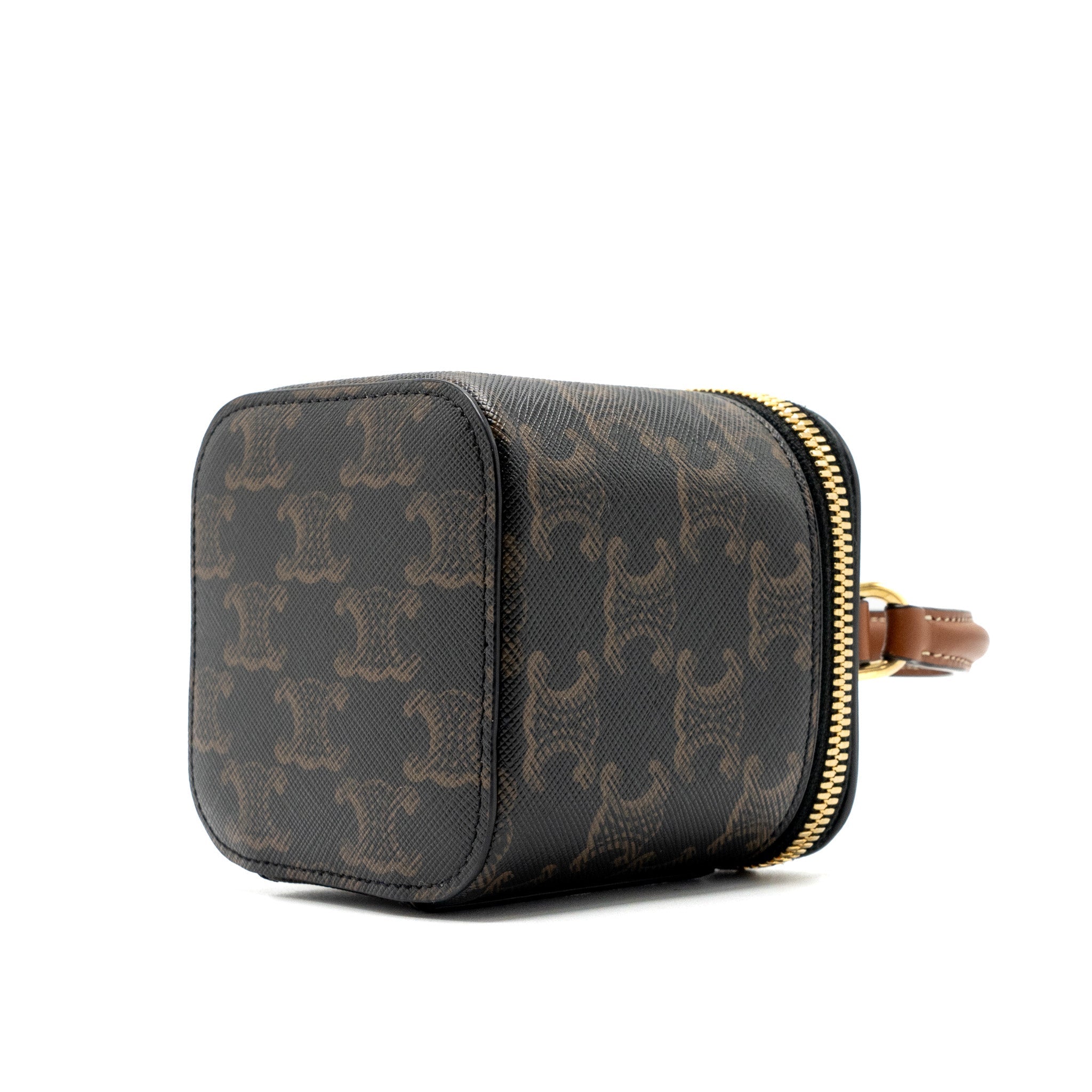 CELINE MINI VANITY CASE TRIOMPHE CANVAS/CALFSKIN TAN GHW