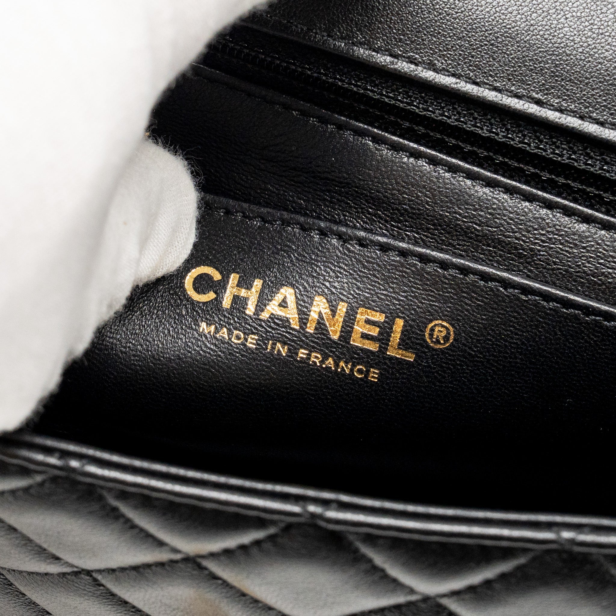 CHANEL 24C DETAIL TOP HANDLE FLAP BAG LAMBSKIN BLACK GHW (MICROCHIP)