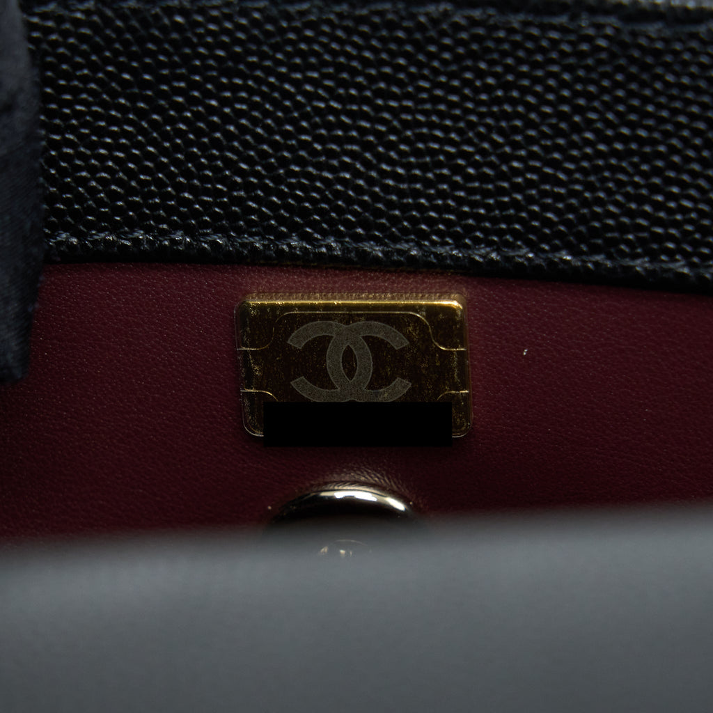 CHANEL SMALL COCO HANDLE CAVIAR BLACK LGHW (MICROCHIP)