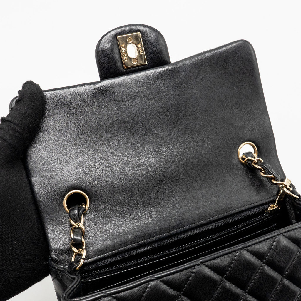 CHANEL MINI RECTANGULAR FLAP BAG LAMBSKIN BLACK LGHW