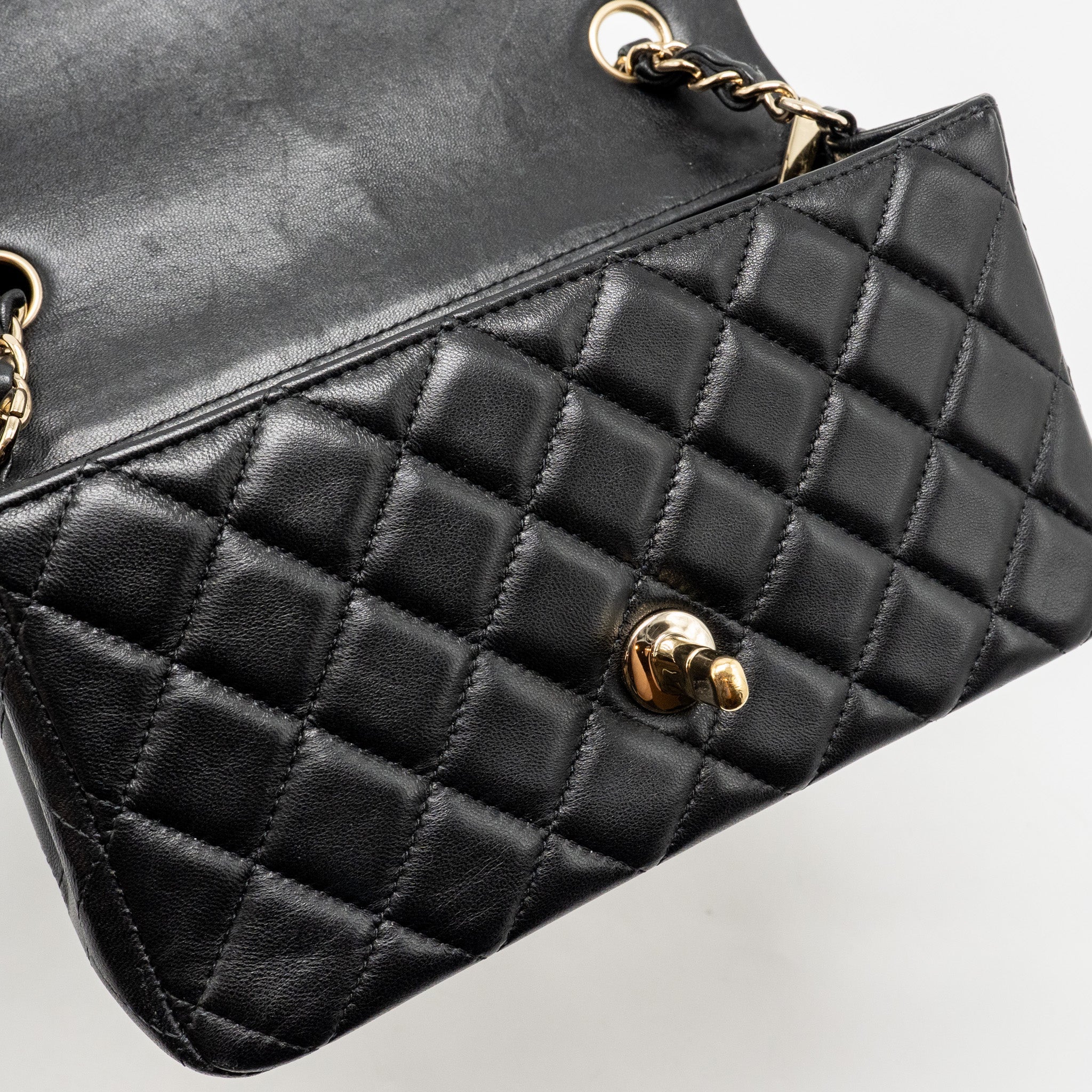CHANEL MINI RECTANGULAR FLAP BAG LAMBSKIN BLACK LGHW