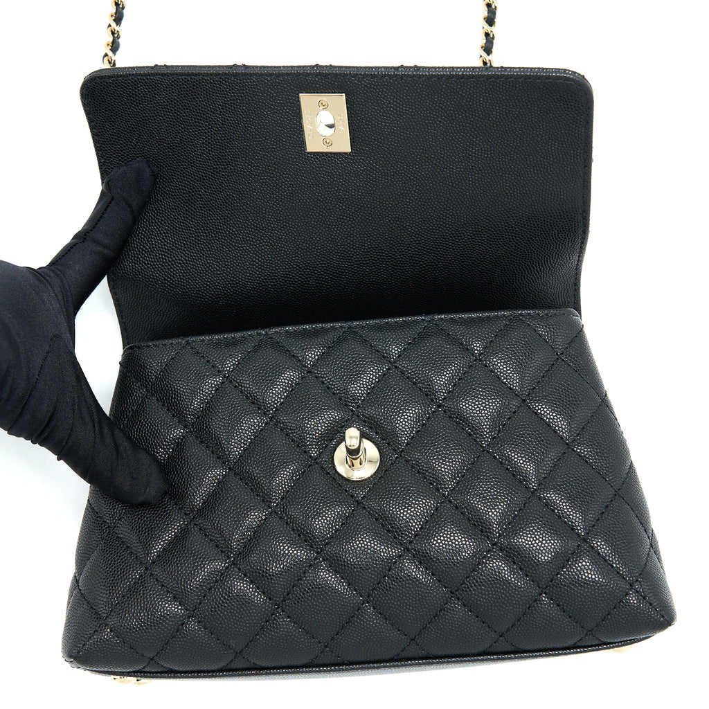 CHANEL SMALL COCO HANDLE CAVIAR BLACK LGHW (MICROCHIP)