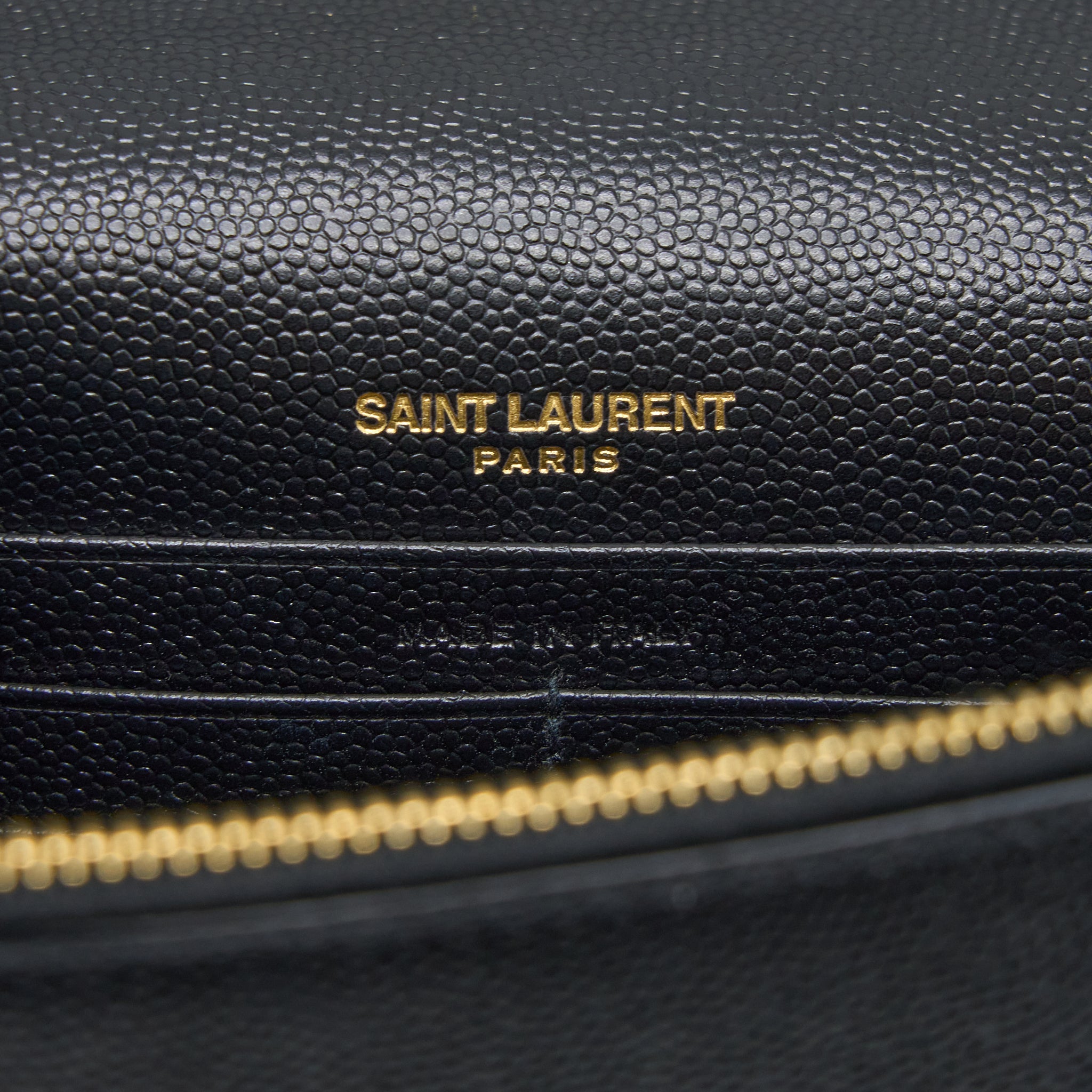 SAINT LAURENT KATE CHAIN WALLET WITH TASSEL GRAINED CALFSKIN BLACK GHW