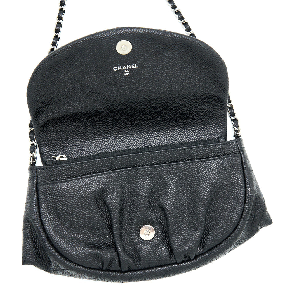CHANEL HALF MOON WALLET ON CHAIN CAVIAR BLACK SHW