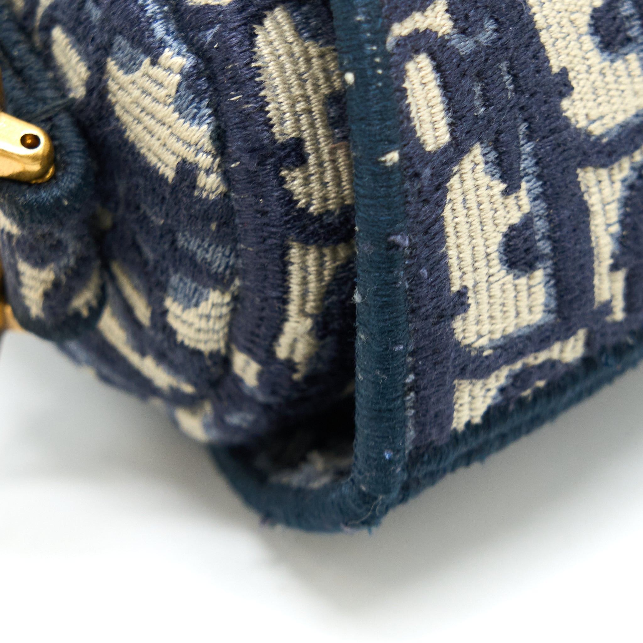 DIOR SADDLE BAG BLUE OBLIQUE EMBROIDERY GHW