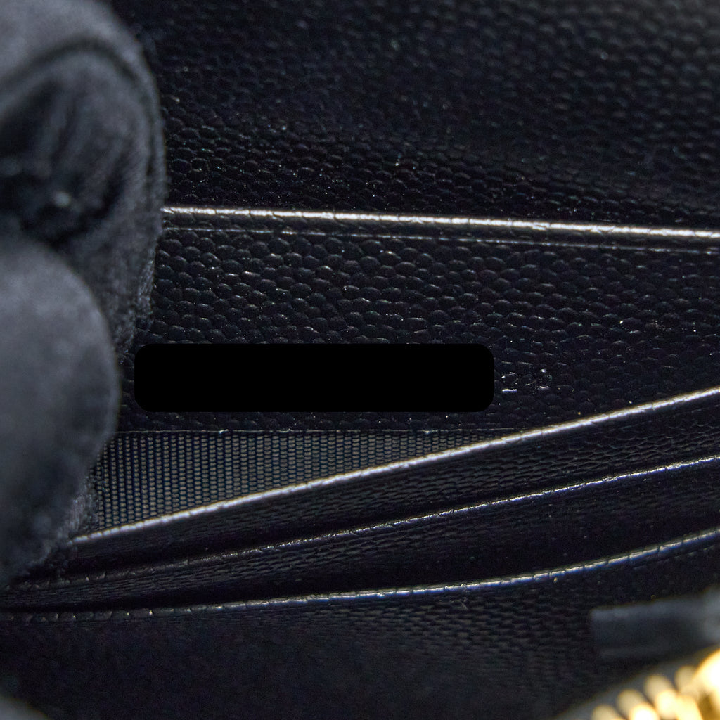 SAINT LAURENT KATE CHAIN WALLET WITH TASSEL GRAINED CALFSKIN BLACK GHW
