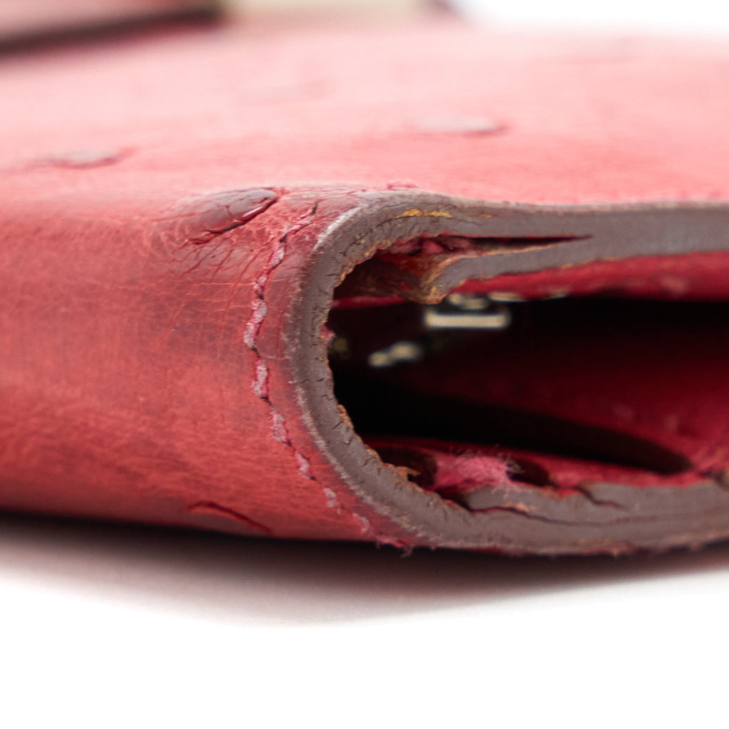 HERMES BEARN LONG WALLET OSTRICH RED SHW SQUARE N