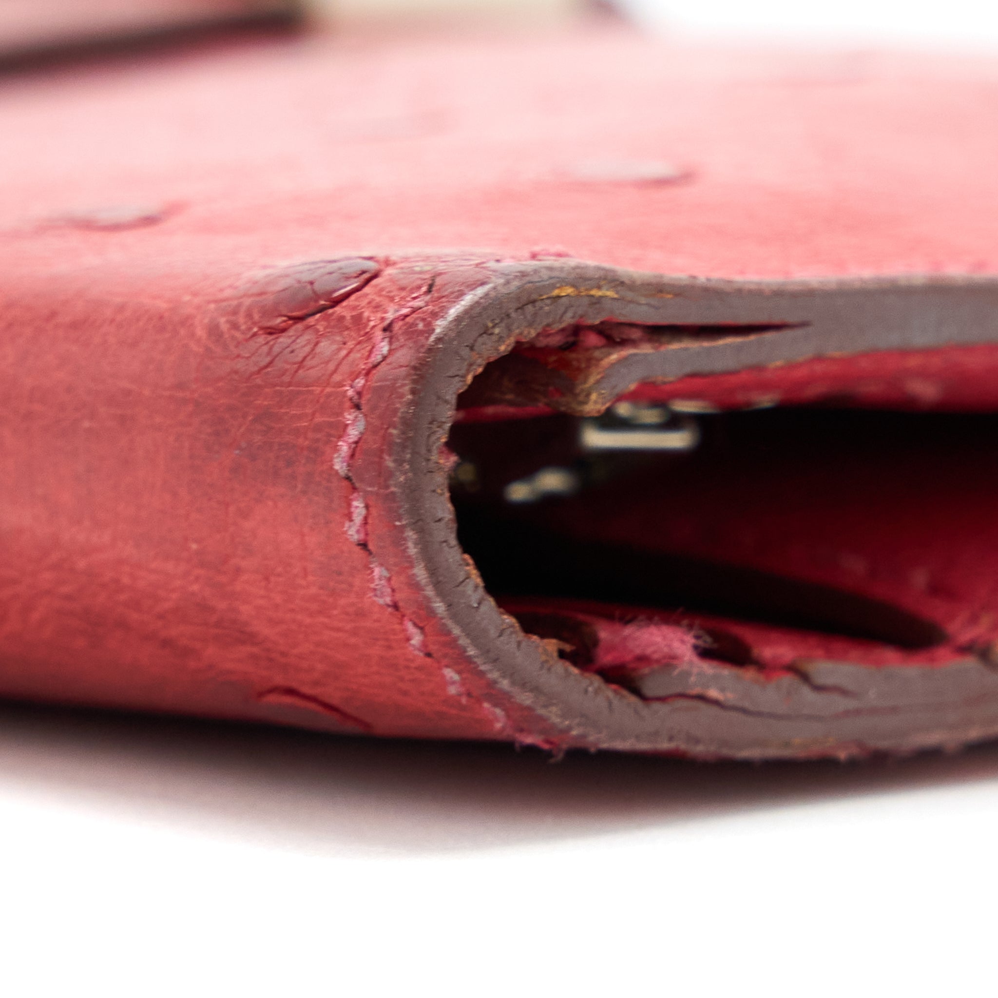 HERMES BEARN LONG WALLET OSTRICH RED SHW SQUARE N