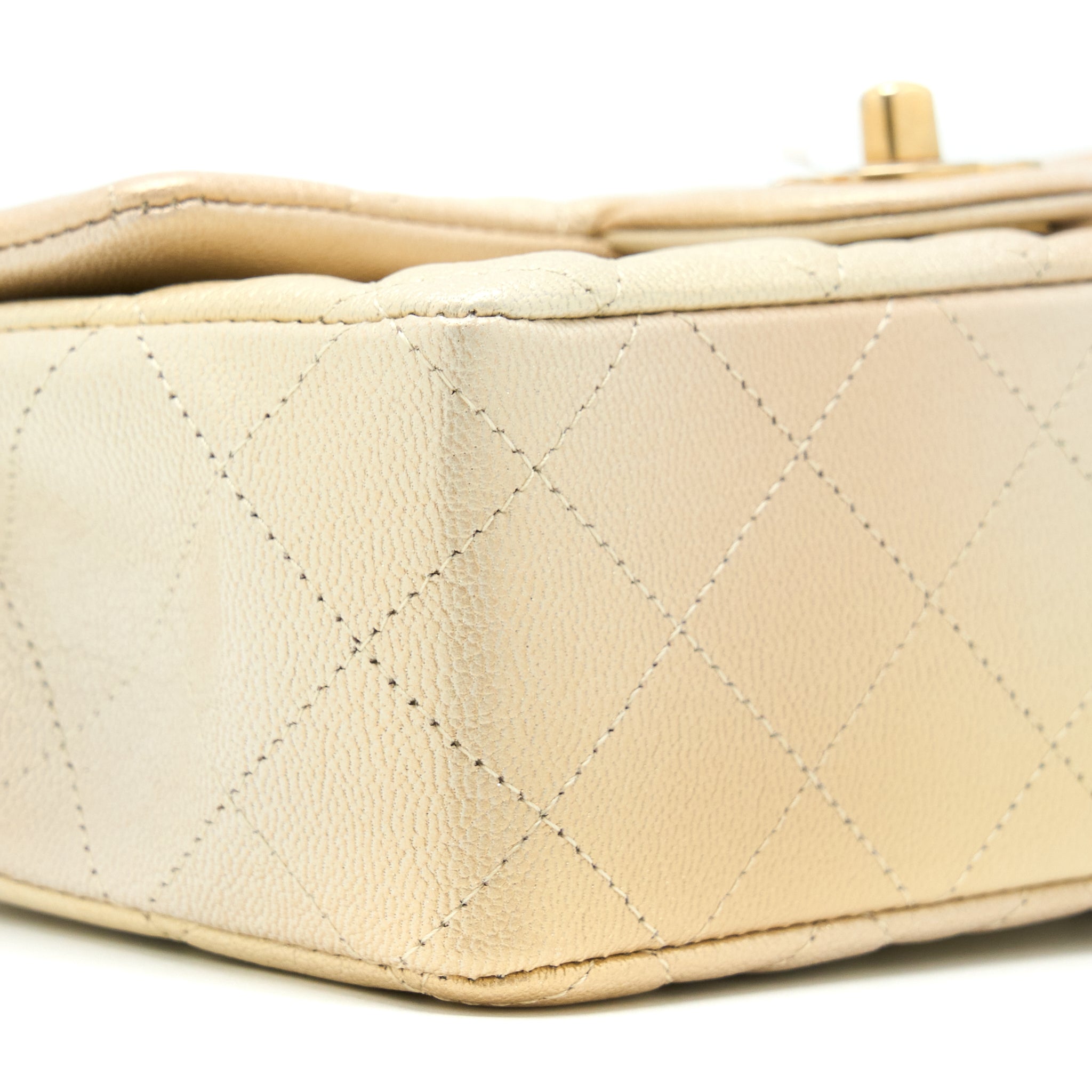 CHANEL 22C MINI RECTANGULAR FLAP BAG GOATSKIN OMBRE BEIGE BRUSHED GHW(MICROCHIP)