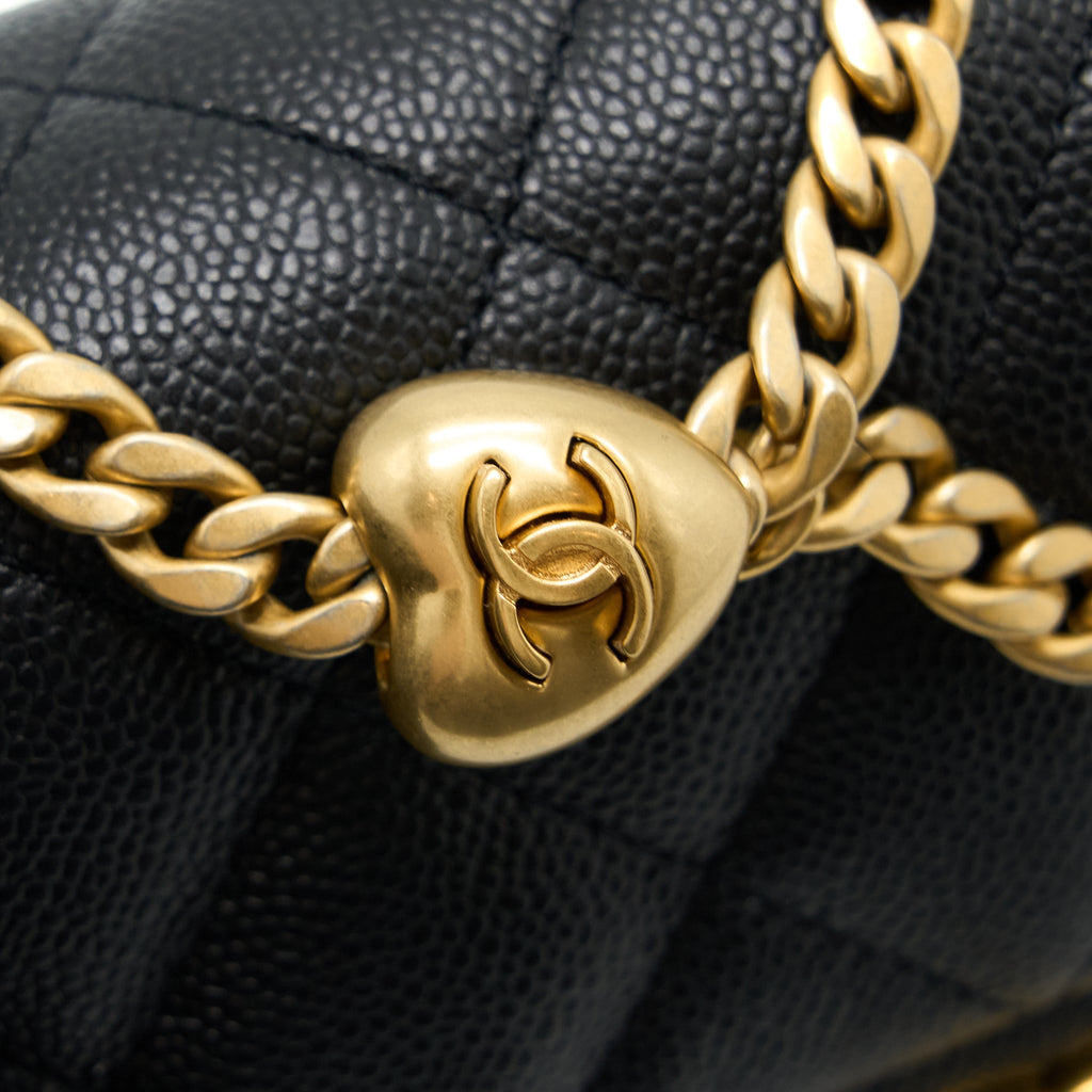 CHANEL 23P MINI COCO LOVE FLAP BAG CAVIAR BLACK GHW (MICROCHIP)