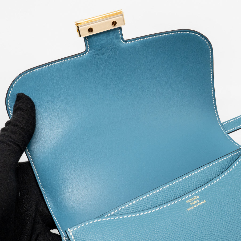 HERMES MINI CONSTANCE EPSOM D2 NEW BLUE JEAN GHW