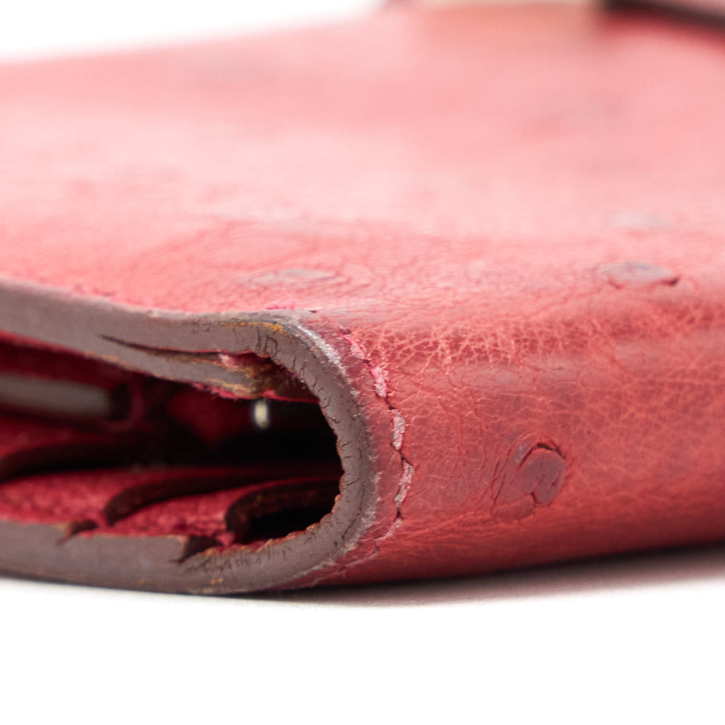 HERMES BEARN LONG WALLET OSTRICH RED SHW SQUARE N