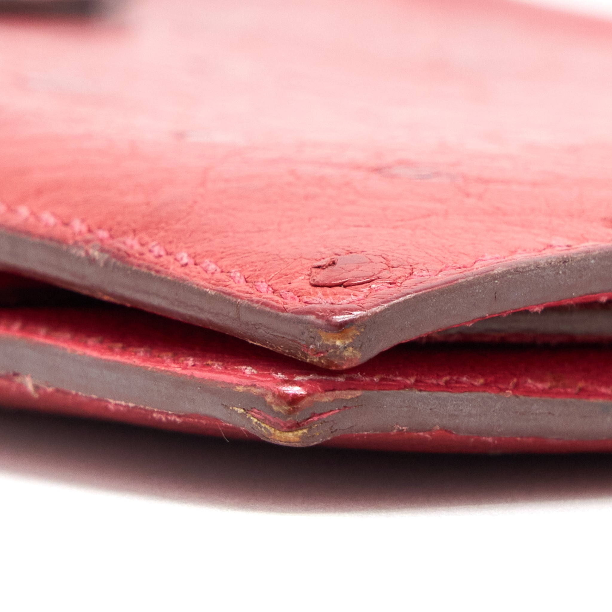 HERMES BEARN LONG WALLET OSTRICH RED SHW SQUARE N
