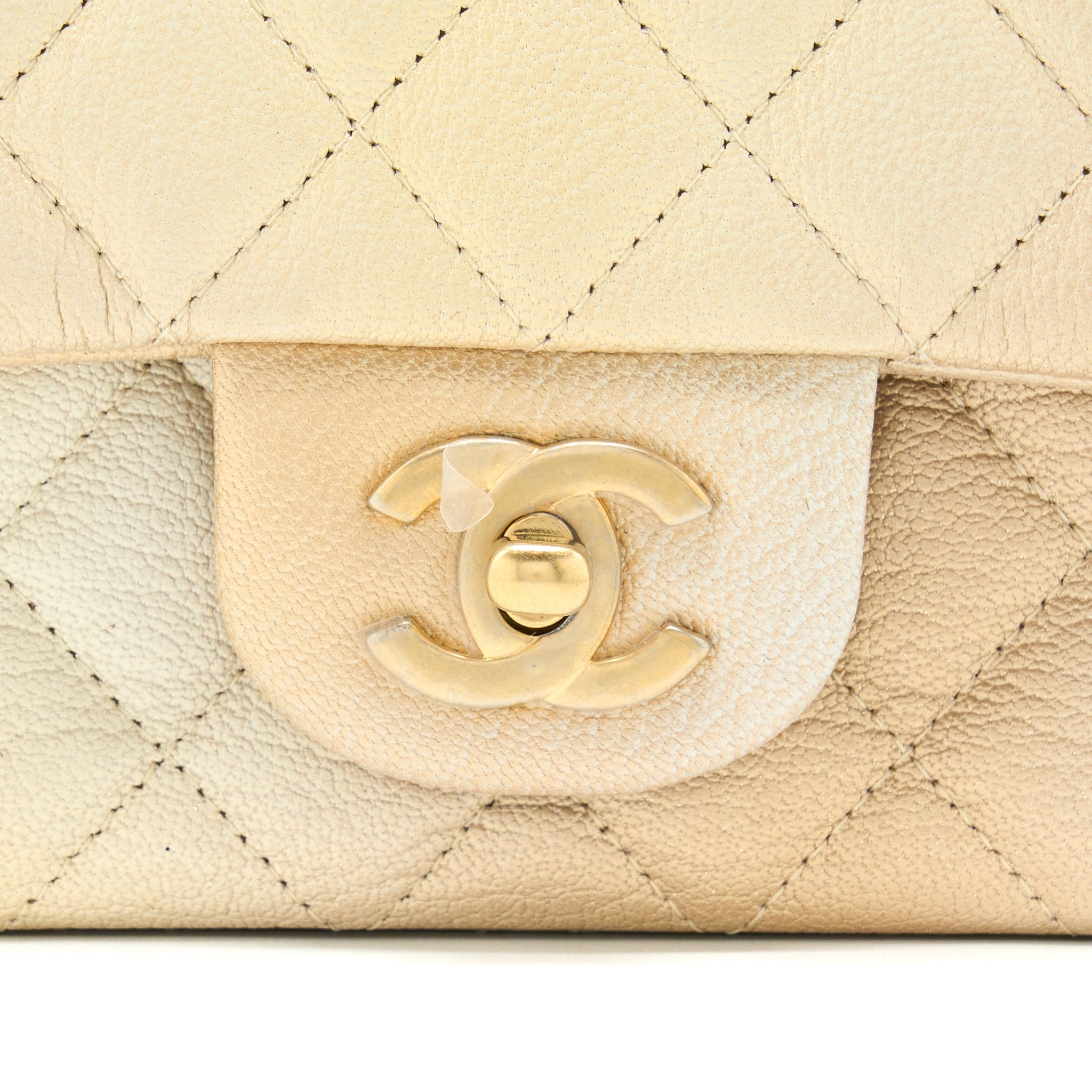 CHANEL 22C MINI RECTANGULAR FLAP BAG GOATSKIN OMBRE BEIGE BRUSHED GHW(MICROCHIP)
