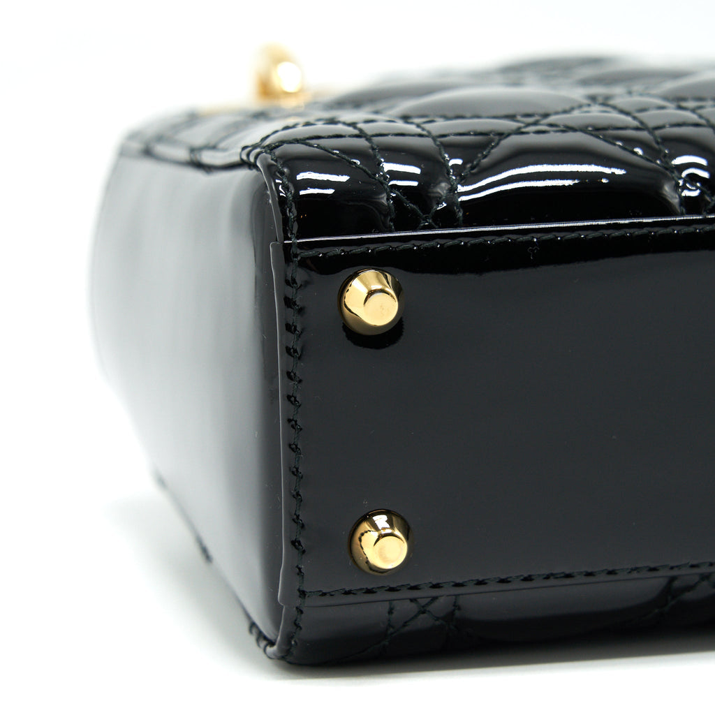 DIOR MINI LADY DIOR PATENT LEATHER BLACK GHW