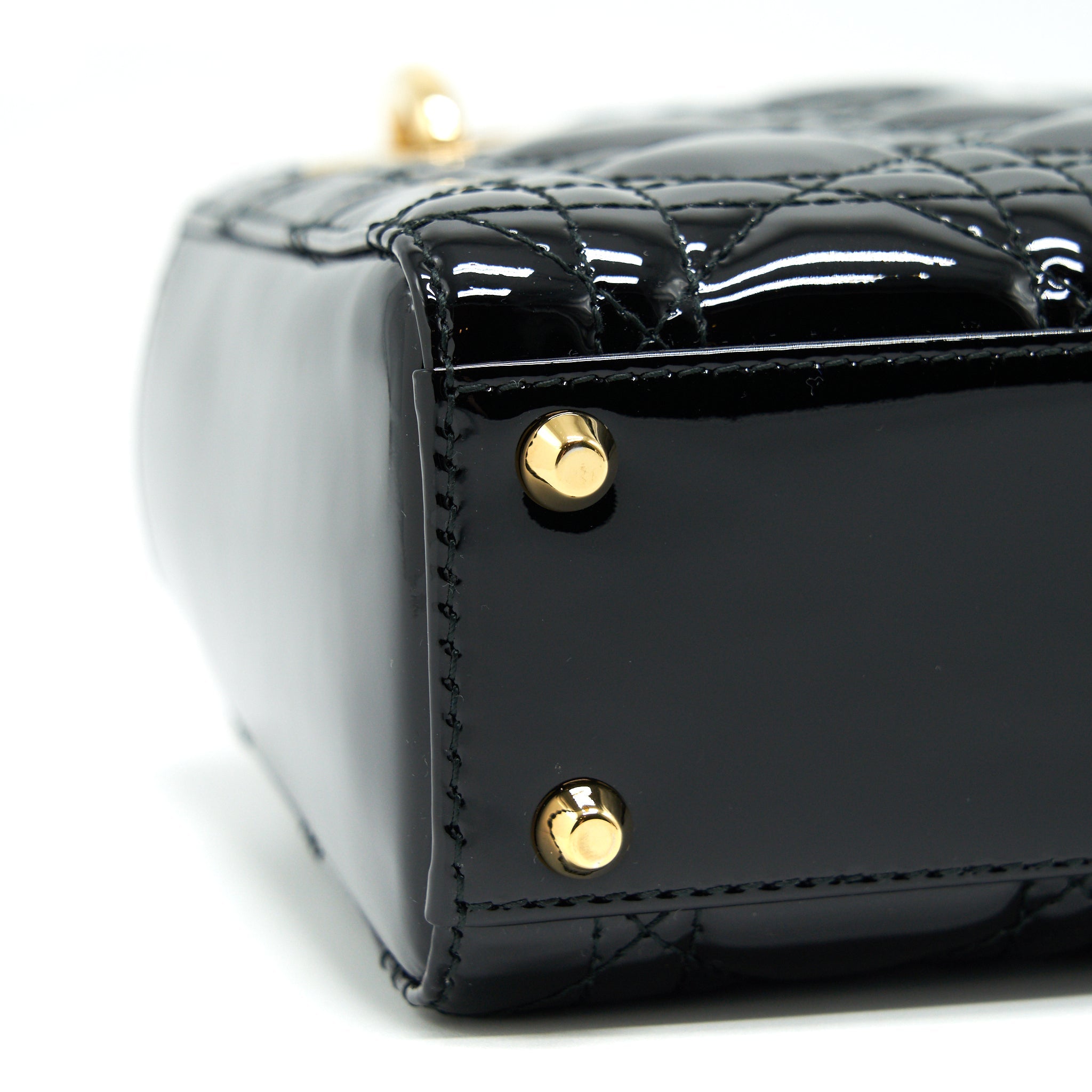 DIOR MINI LADY DIOR PATENT LEATHER BLACK GHW