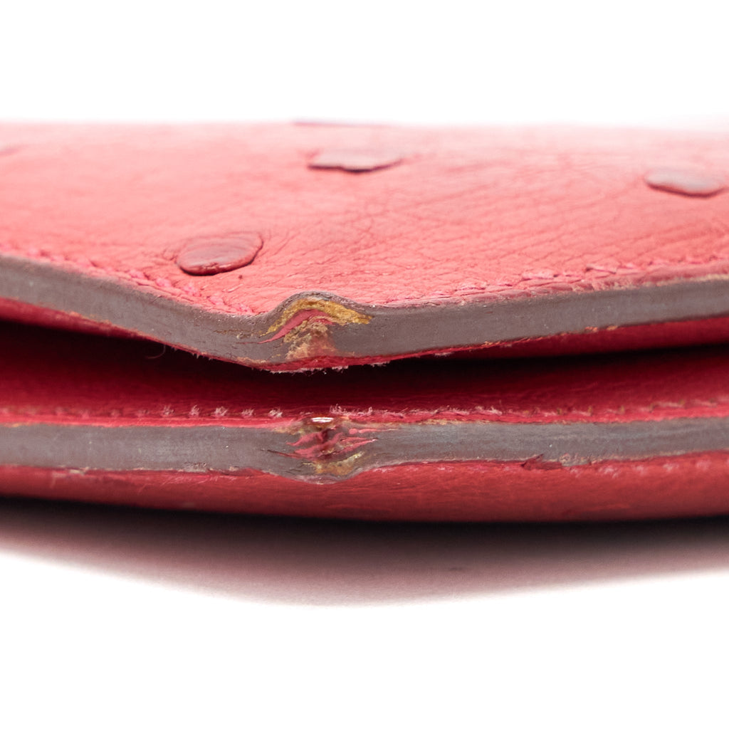 HERMES BEARN LONG WALLET OSTRICH RED SHW SQUARE N