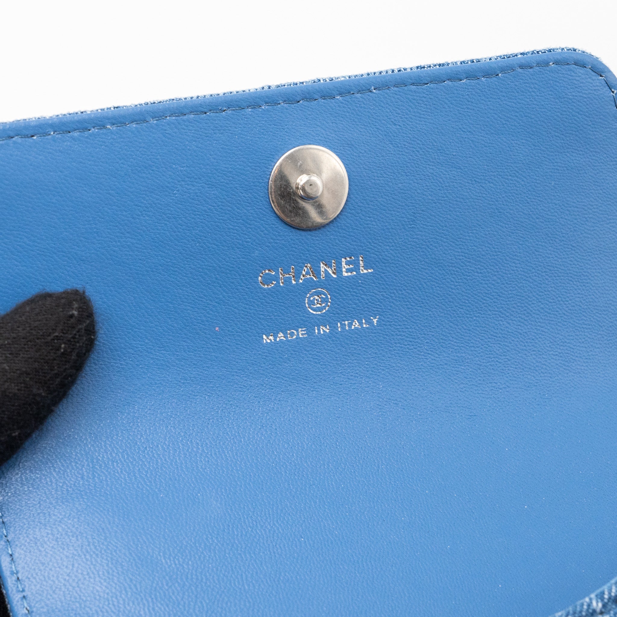 CHANEL COCO LOVE MINI CLUTCH WITH CHAIN DENIM BLUE SHW(MICROCHIP)