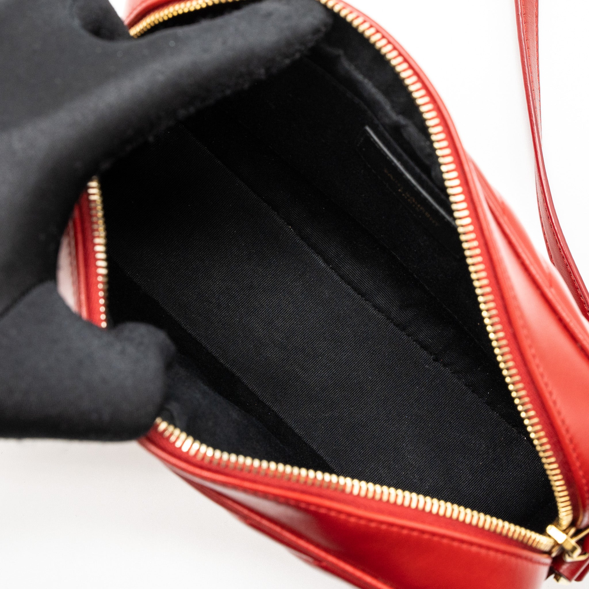 SAINT LAURENT LOU CAMERA BAG CALFSKIN RED GHW