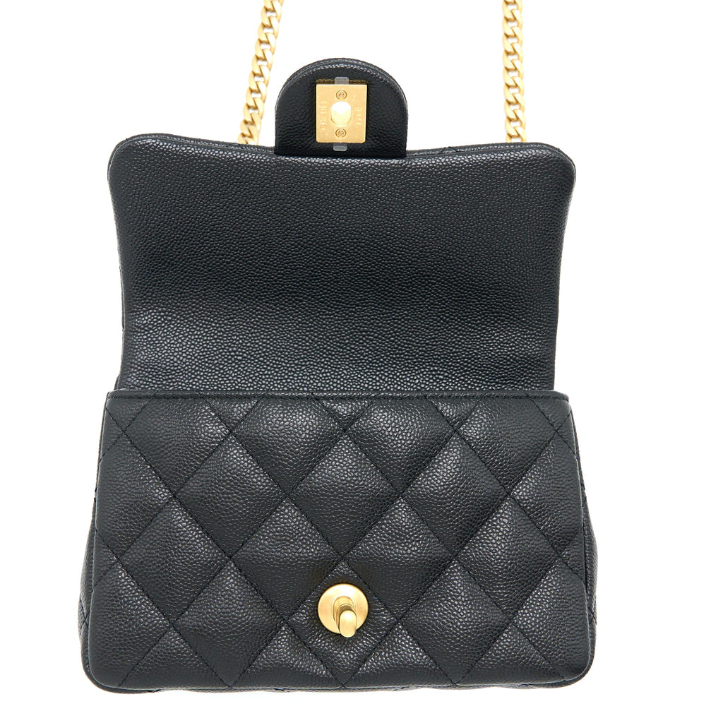 CHANEL 23P MINI COCO LOVE FLAP BAG CAVIAR BLACK GHW (MICROCHIP)