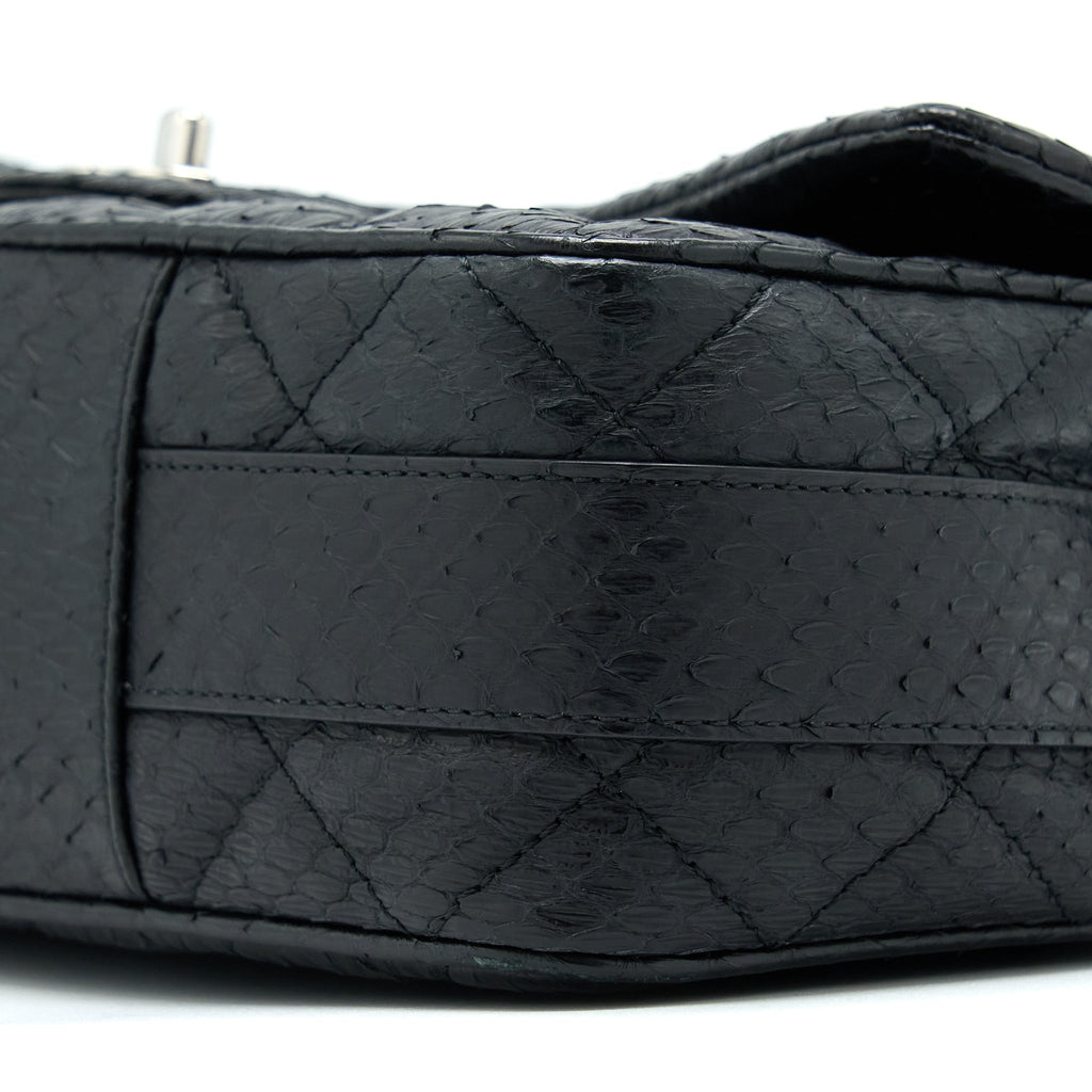 CHANEL TOP HANDLE FLAP BAG PYTHON BLACK SHW