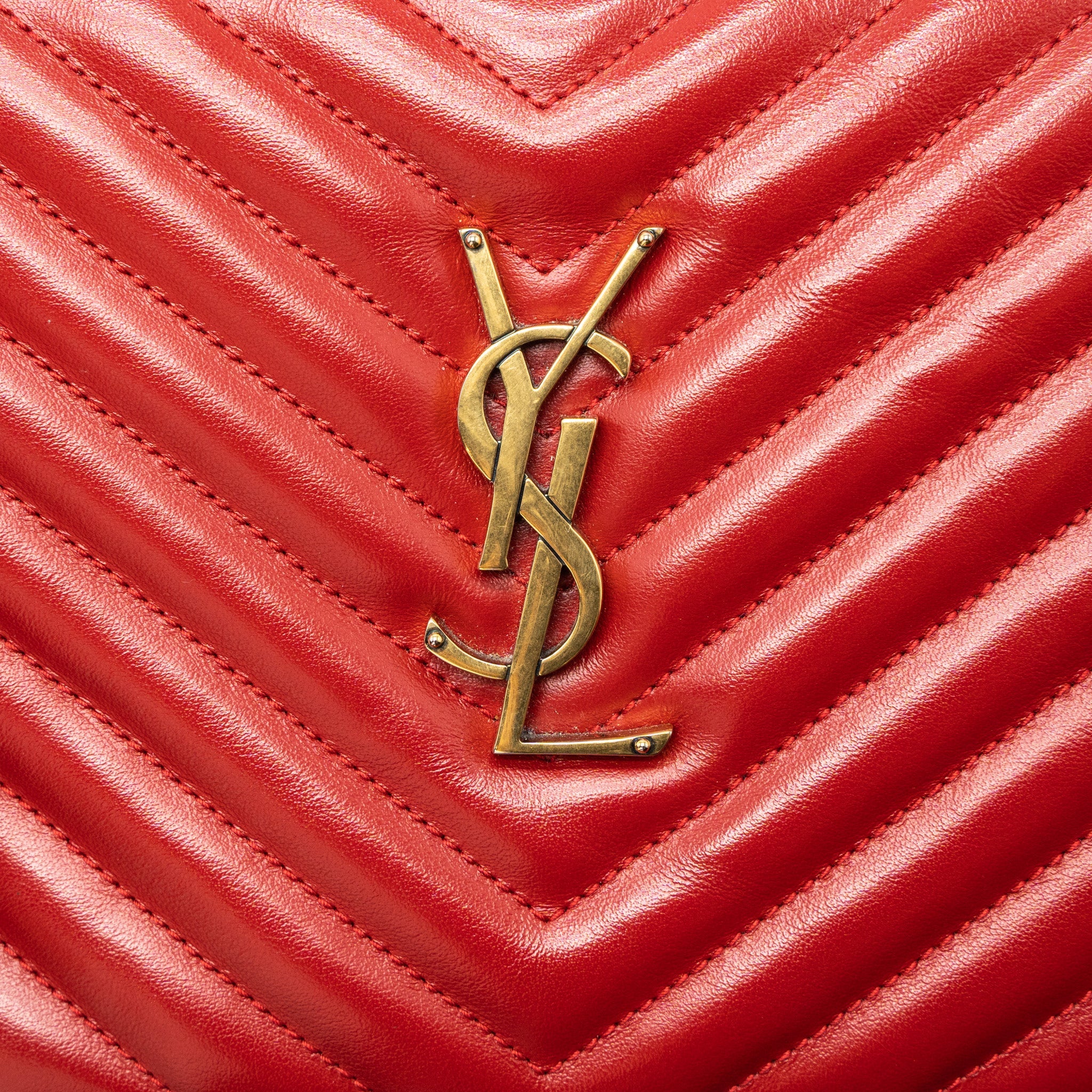 SAINT LAURENT LOU CAMERA BAG CALFSKIN RED GHW