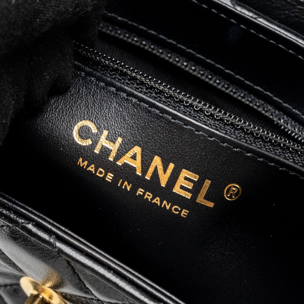 CHANEL 23K MINI SHOPPING TOTE CALFSKIN BLACK GHW(MICROCHIP)