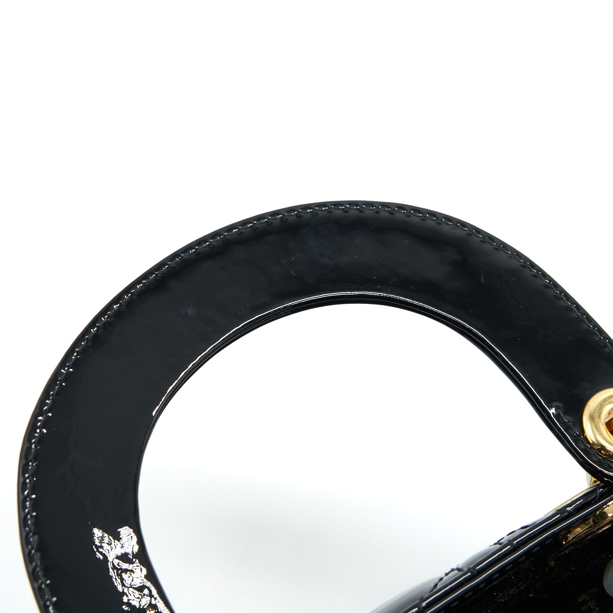 DIOR MINI LADY DIOR PATENT LEATHER BLACK GHW