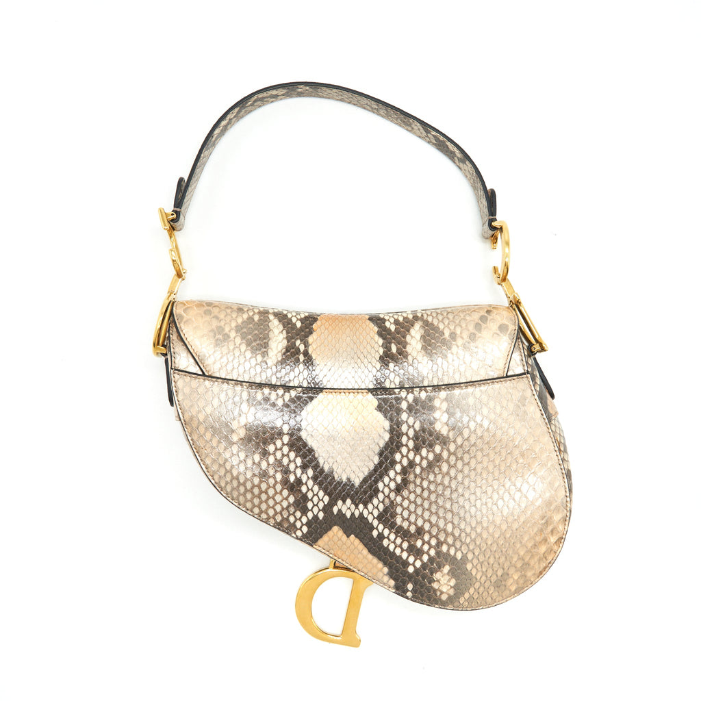 DIOR PYTHON MEDIUM SADDLE BAG GHW