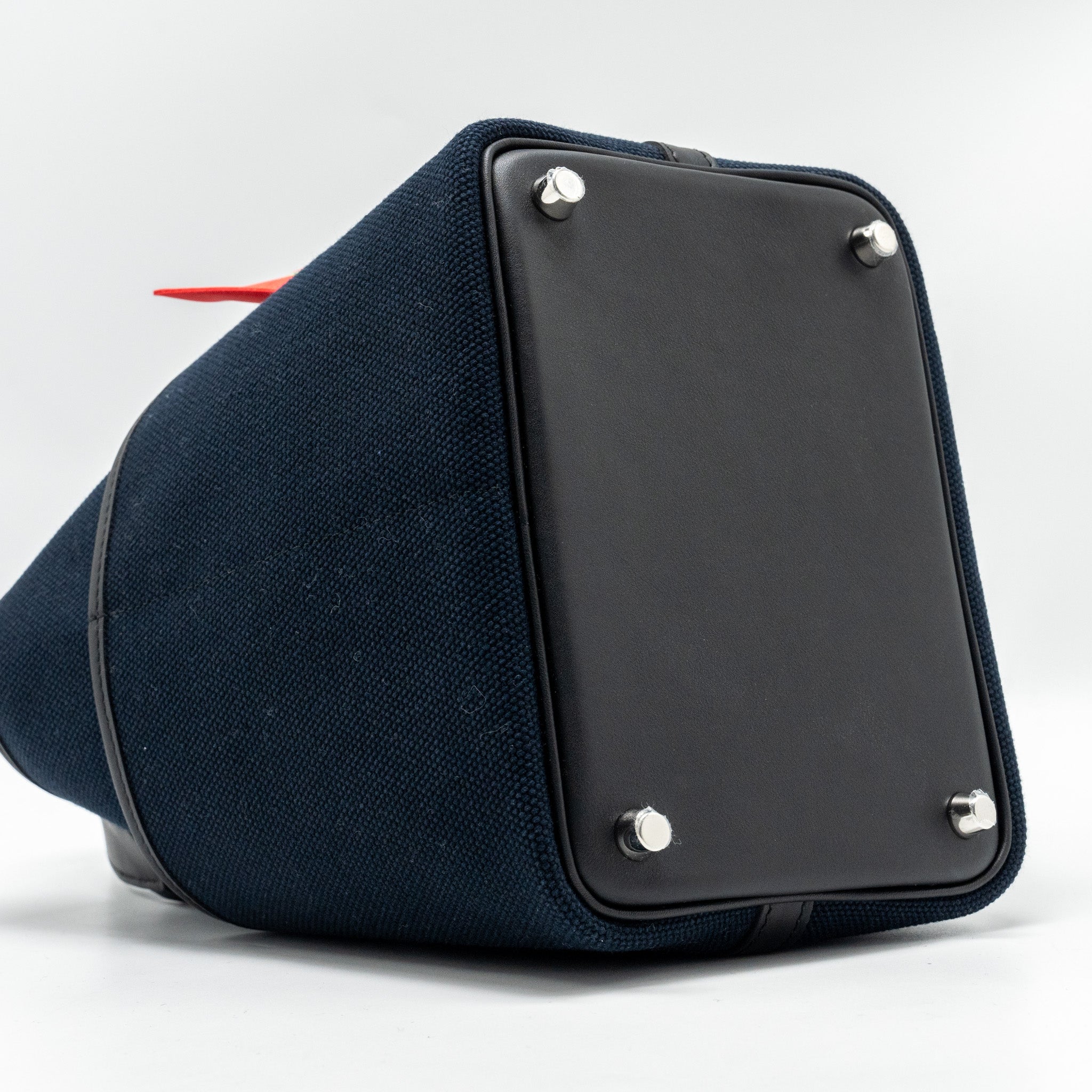 HERMES CARGO PICOTIN 18 LOCK BAG CANVAS/SWIFT BLEU MARINE/BLACK SHW