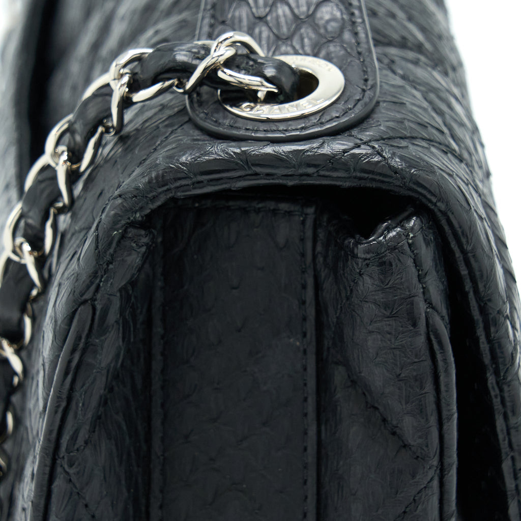 CHANEL TOP HANDLE FLAP BAG PYTHON BLACK SHW