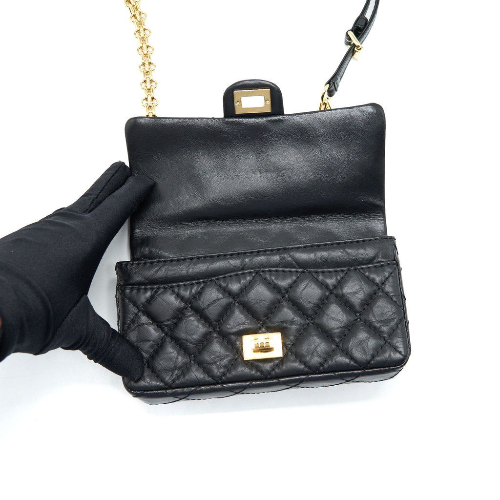 CHANEL 2.55 WAIST BAG IN BLACK GHW