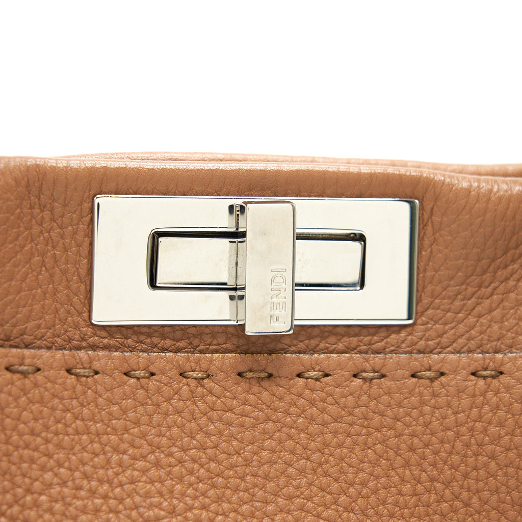 FENDI MEDIUM PEEKABOO BAG IN ROMANO LEATHER CARAMEL SHW