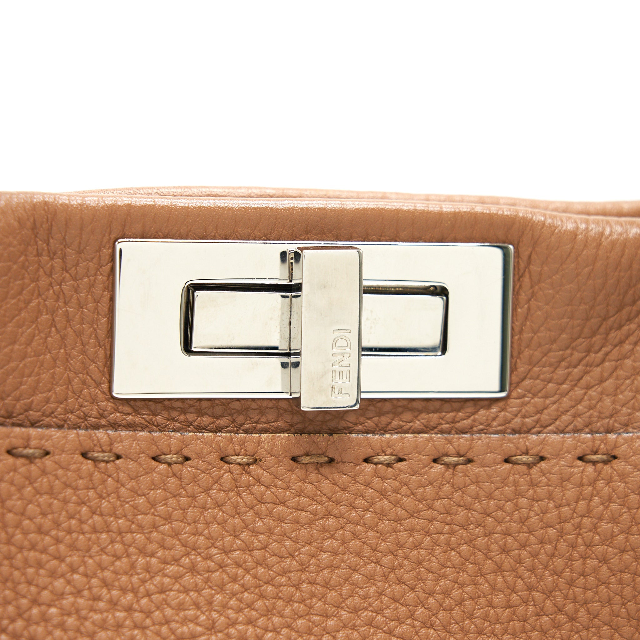 FENDI MEDIUM PEEKABOO BAG IN ROMANO LEATHER CARAMEL SHW