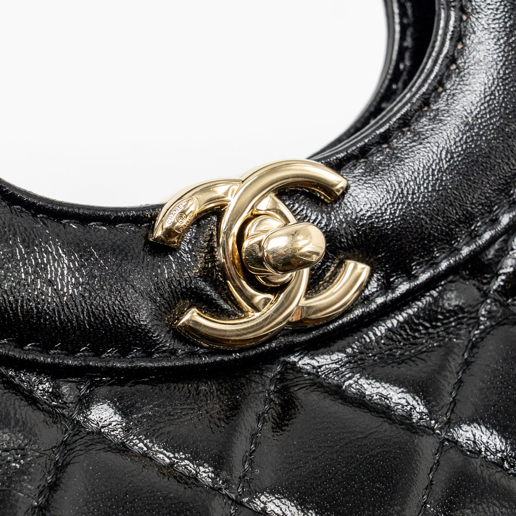 CHANEL MINI 31 BAG SHINY LAMBSKIN BLACK LGHW (MICROCHIP)
