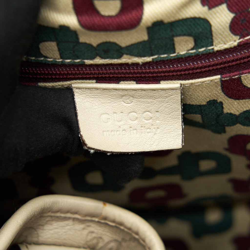 GUCCI MONOGRAM LEATHER SHOPPING TOTE BAG CREAMY BEIGE GHW