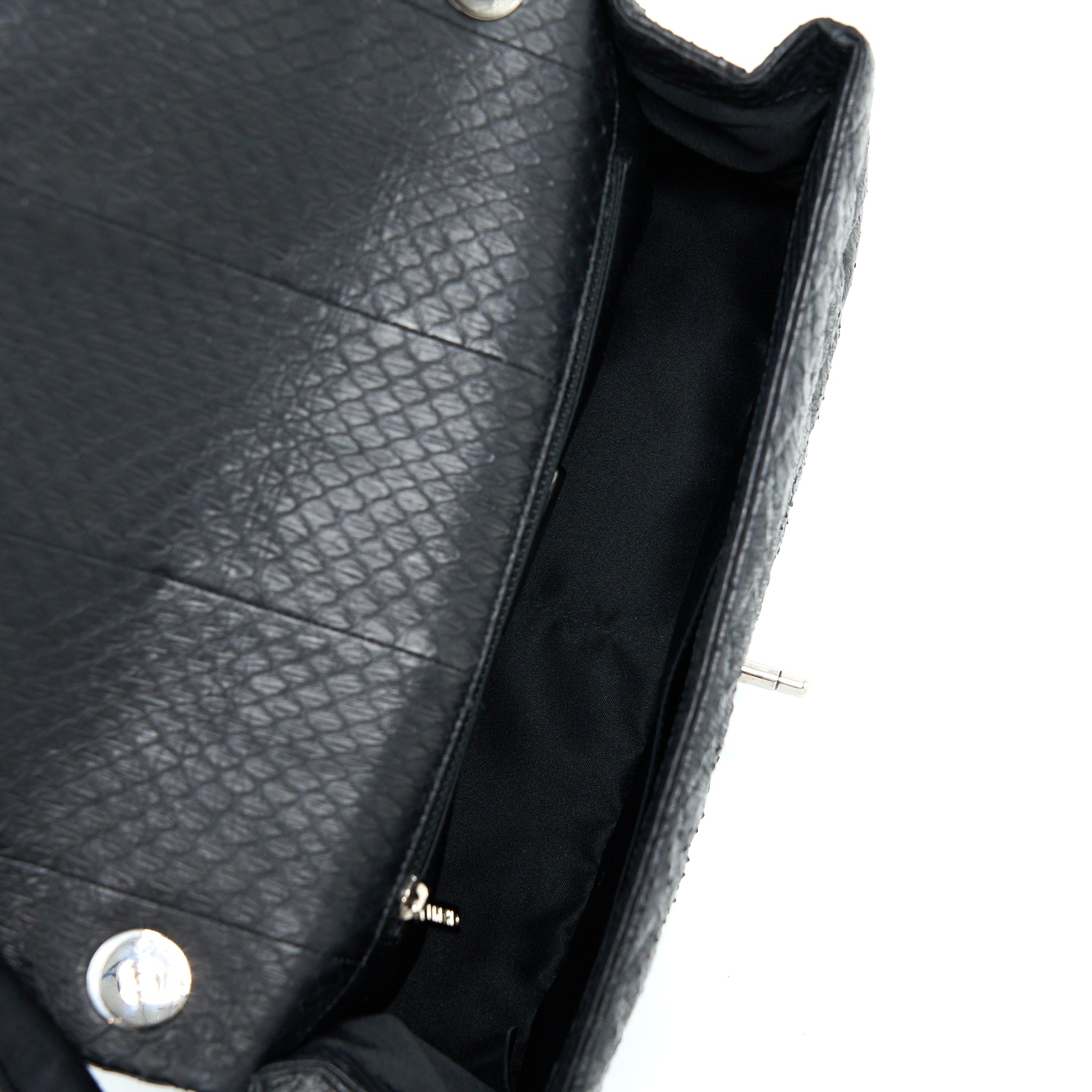 CHANEL TOP HANDLE FLAP BAG PYTHON BLACK SHW