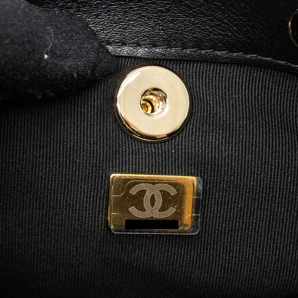 CHANEL 23C DUMA MINI BACKPACK CALFSKIN BLACK LGHW (MICROCHIP)