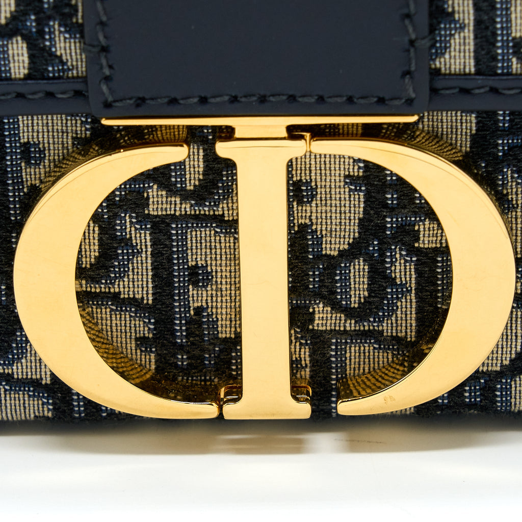 DIOR 30 MONTAIGNE MINI BOX BAG BLUE OBLIQUE GHW