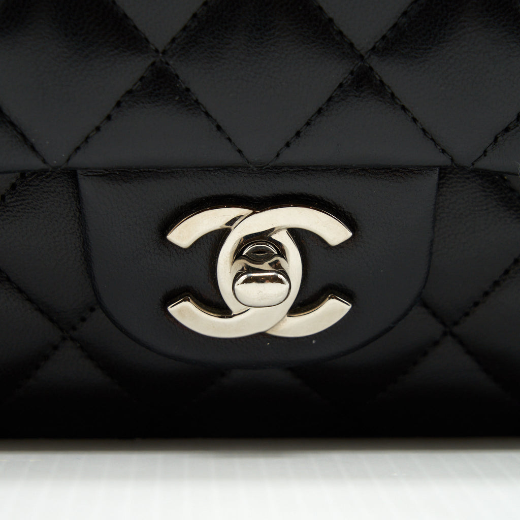 CHANEL MEDIUM CLASSIC FLAP BAG LAMBSKIN BLACK SHW