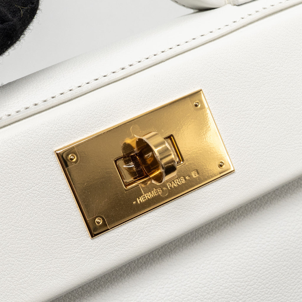 HERMES MINI 2424 24/24-21 BAG EVERCOLOR/SWIFT NEW WHITE GHW