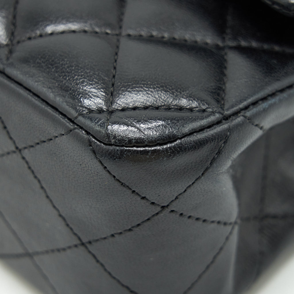 CHANEL MEDIUM CLASSIC FLAP BAG LAMBSKIN BLACK SHW