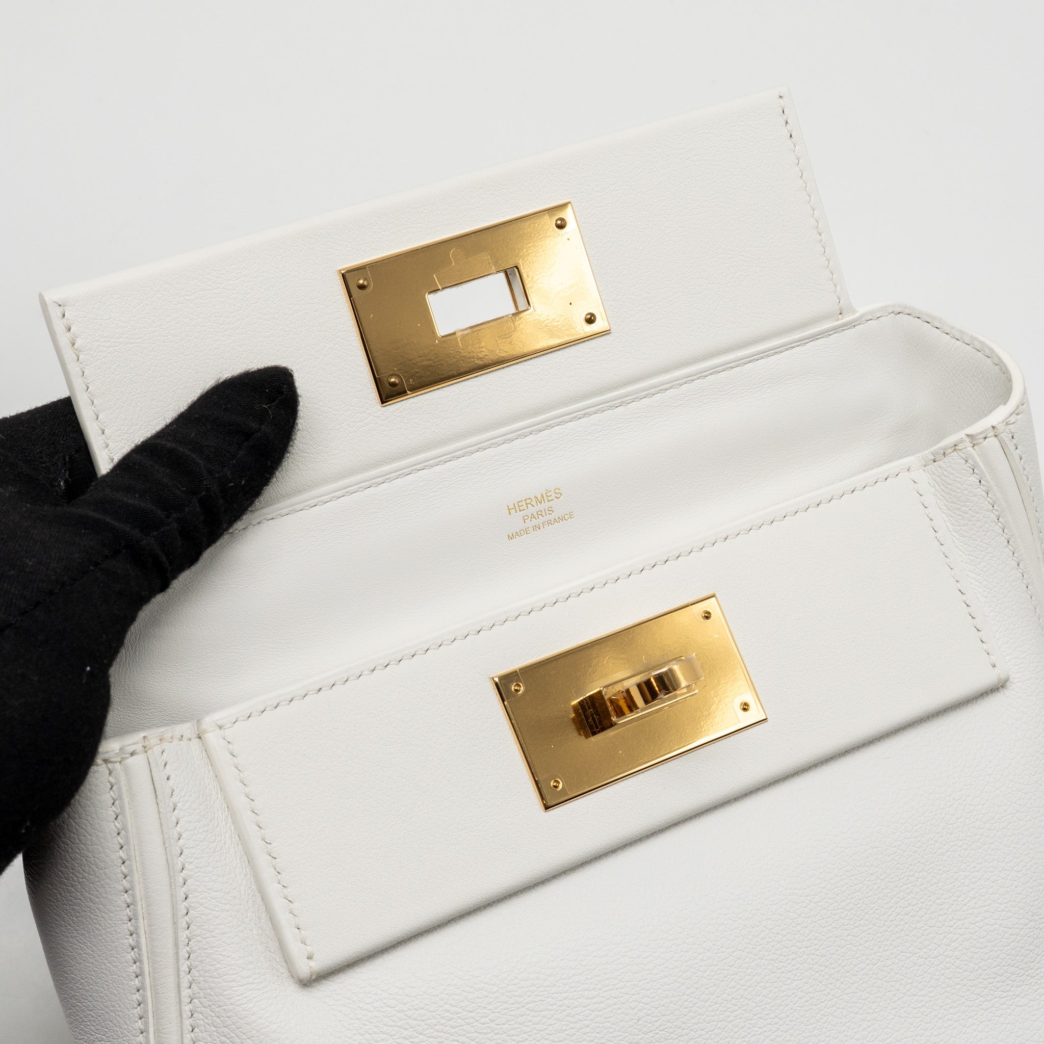 HERMES MINI 2424 24/24-21 BAG EVERCOLOR/SWIFT NEW WHITE GHW