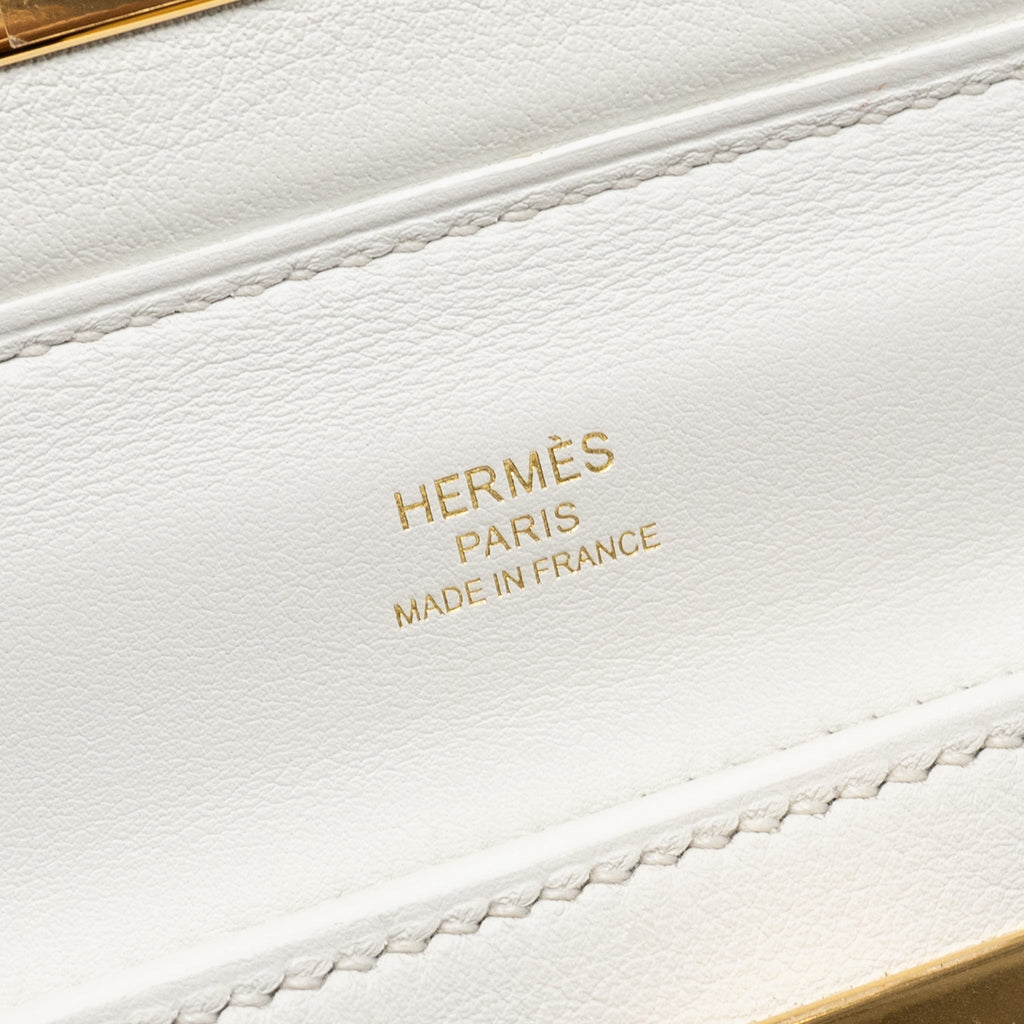 HERMES MINI 2424 24/24-21 BAG EVERCOLOR/SWIFT NEW WHITE GHW