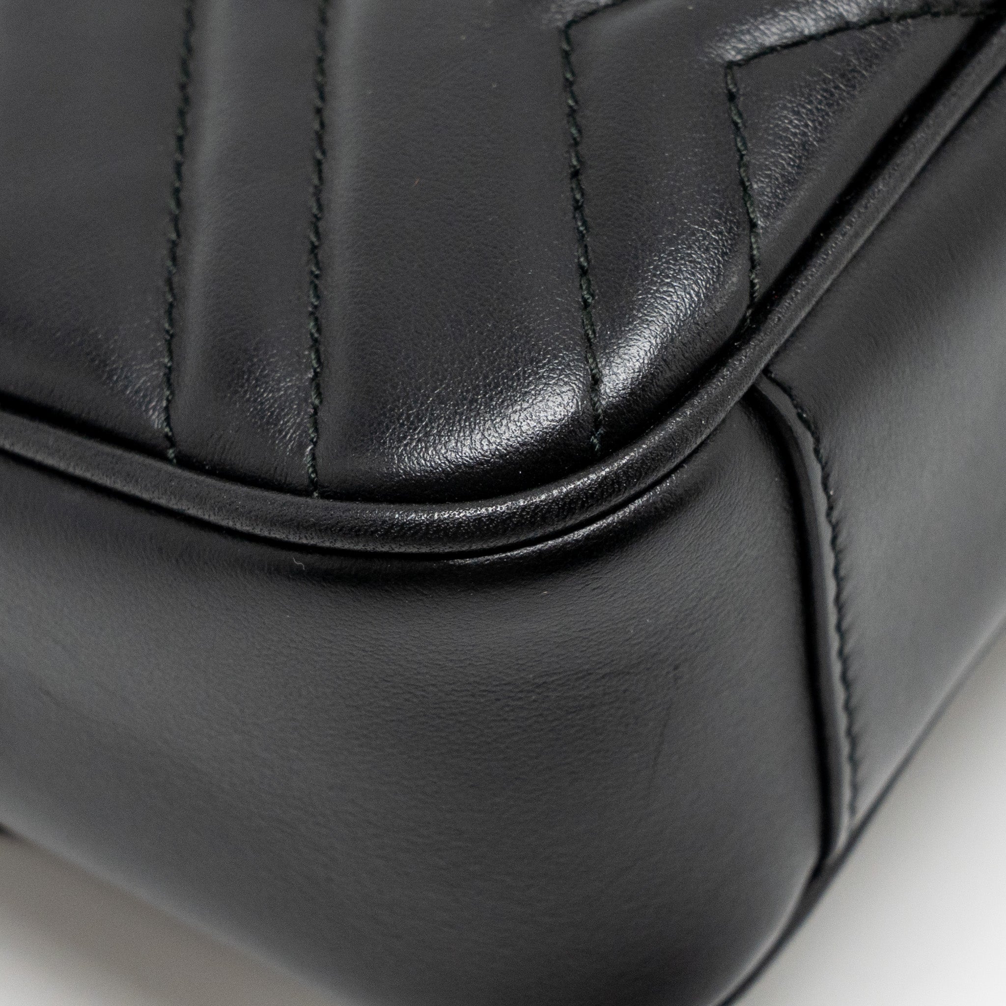 GUCCI SMALL GG MARMONT SHOULDER BAG CALFSKIN BLACK GHW