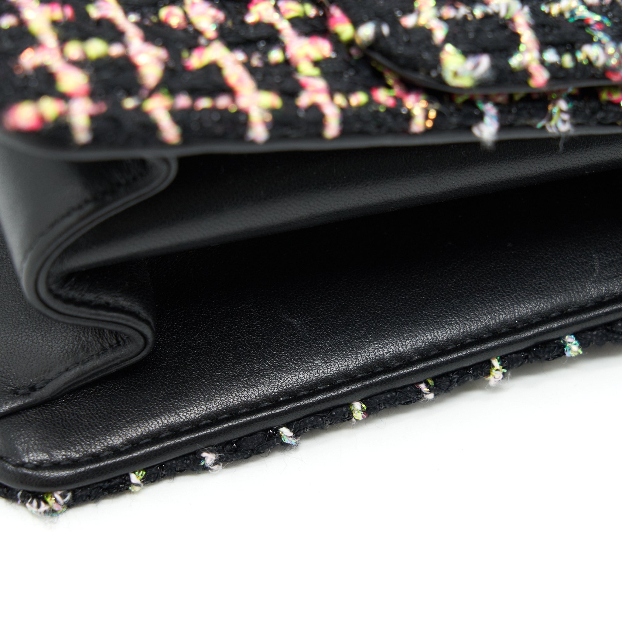 CHANEL TWEED QUILTED MINI BEAUTY LOCK FLAP BAG MULTICOLOR BLACK